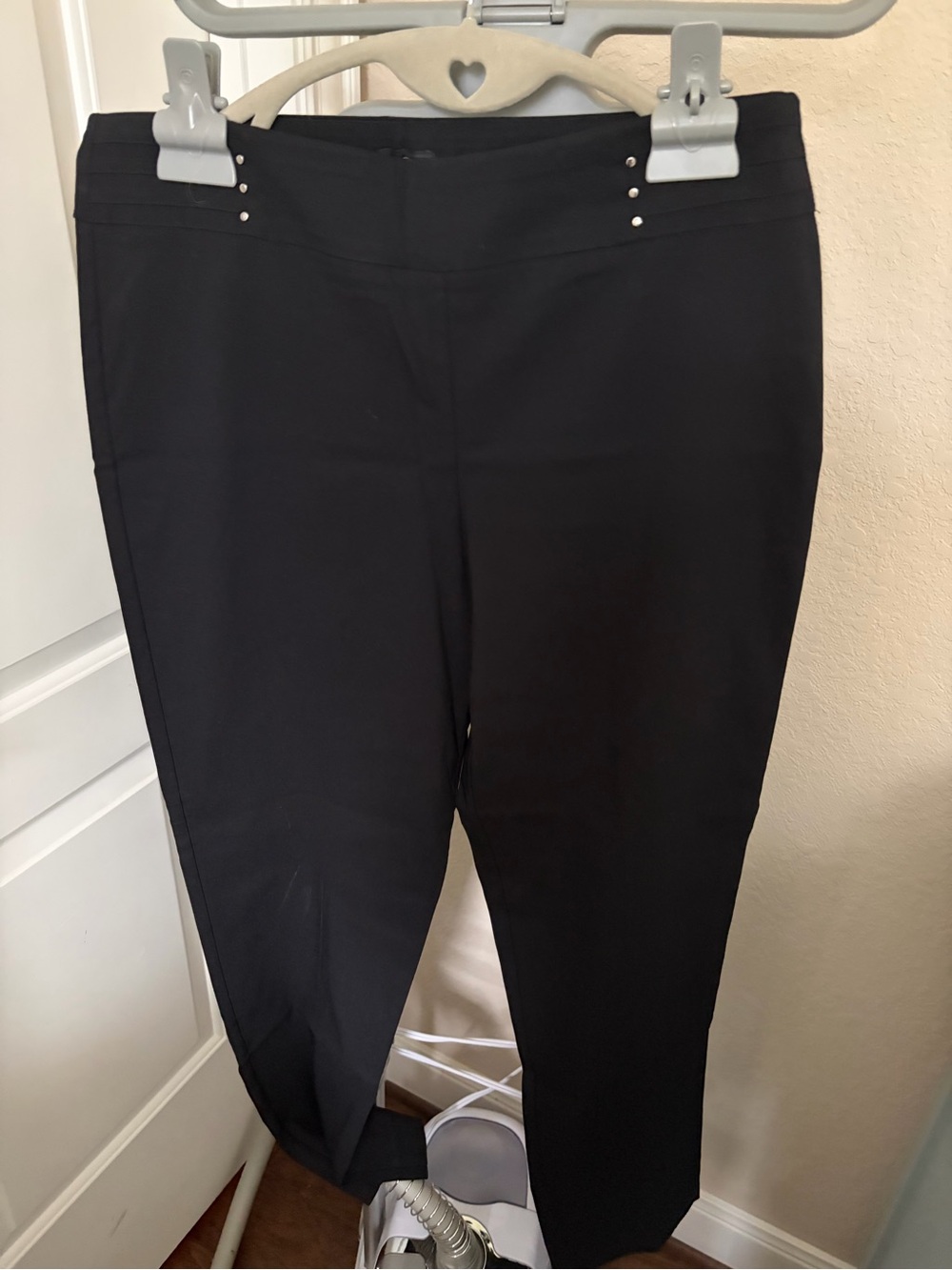 JM Collection Black Straight-Leg Pull-On Pants with Stud Detail